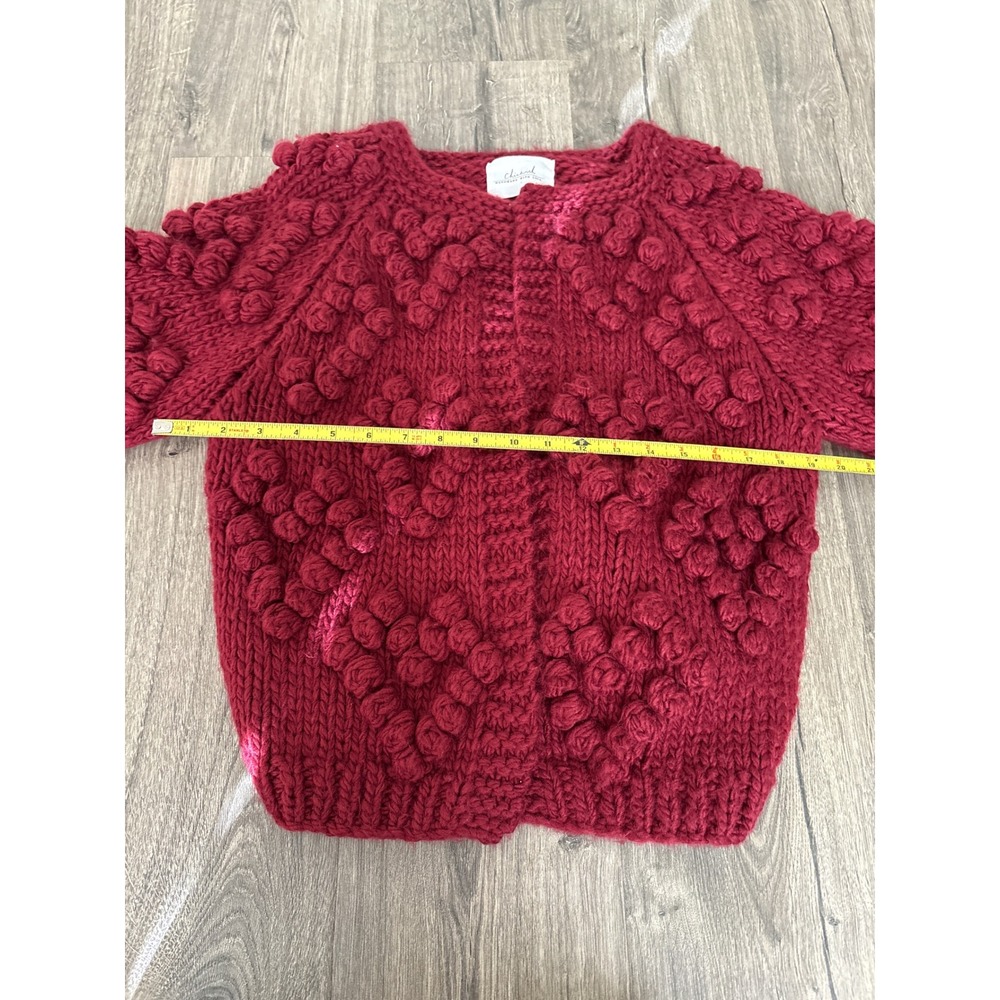 Chicwish Knit your Love Cardigan chunky Sweater Crimson‎ Red Wool Blend Med - Picture 6 of 7
